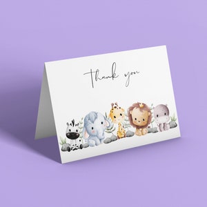 Baby Jungle Card, Baby Animal Jungle, Baby Shower, Baby Shower Biglietto di ringraziamento, Biglietto di auguri, Baby, Gender Neutral