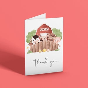 Fazenda de bebês, cartões de agradecimento para bebês, cartões de agradecimento, bebê, chá de bebê, gênero neutro, cartão de felicitações, animais de fazenda para bebês, fazenda, animais
