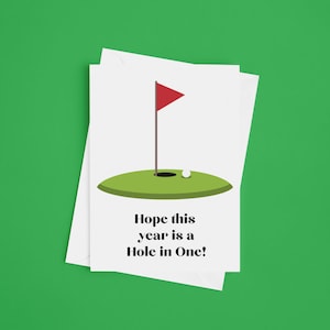 Hole in One, cartão de golfe, aniversário, feliz aniversário, volta às aulas, escola, cartão de felicitações, cartão de volta às aulas, cartão de aniversário