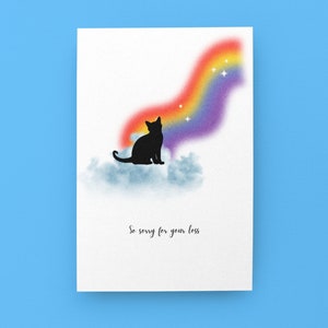 Haustier Verlust Karte, Katzen Verlust, Haustier Verlust, Beileidskarte, Grußkarte, Verlust von Haustier, Katze, Papier, Verlust von Haustier Karte, Regenbogen Katze, Über den Regenbogen