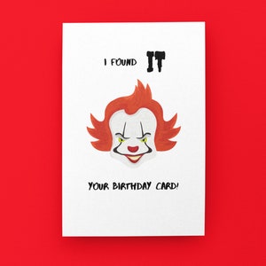 Cartão de aniversário do palhaço assassino, cartão de aniversário de Halloween, outubro, cartão de aniversário, cartão comemorativo, aniversário de outubro, Pennywise, Halloween, IT