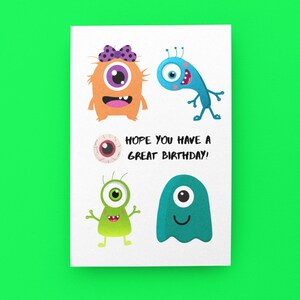 Monster Birthday Card, Monsters, Halloween Birthday, Halloween Birthday Card, Birthday Card, Greeting Card, October Birthday, Birthday