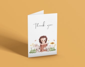 Baby Woodland Animals, Woodland Creatures, Baby Thank yous, Thank you Card, Greeting Card, Baby Shower, Baby, Gender Neutral
