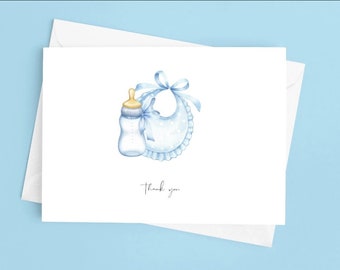 Baby, Gender Neutral Baby, Boy, Girl,Baby Shower Thank you Cards, Thank you Cards, Greeting Cards, Baby Shower Cards, Bottle, Bib, Thank you