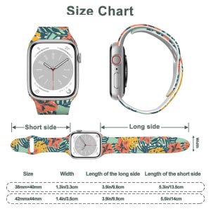 Tropical Floral Watch Band – Silicone Strap Compatible with Apple Watch 38/40/42/44mm Colorful Hibiscus Print Gift for Her image 8
