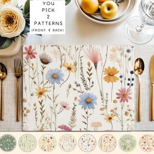 Cottagecore Placemat Set Dining Table Mat Wildflower Kitchen Farmhouse Decor Table Protector Dining Mat Cottage Table Decor Holiday Gift