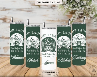 Personalized Camp Bachelorette Party Tumbler, Last Trail Before The Veil, Custom Name Location Year, Bachelorette Gift, camping bachelorette