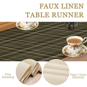 Rustic Green Plaid Table Runner – Farmhouse Checkered Table Decor – 72" x 13" Woven Polyester Runner – Cozy Cabin or Lodge Style Accent image 9