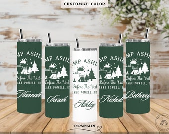 Personalized Camp Bachelorette Party Tumbler, Last Trail Before The Veil, Custom Name Location Year, Bachelorette Gift, camping bachelorette