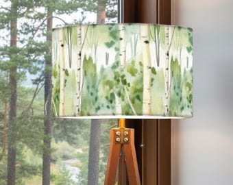 Green Birch Tree Tripod Floor Lamp – Woodland Forest Standing Lamp with Remote – Nature Inspired Lighting – Made in USA