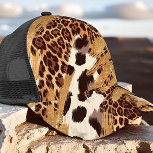 Leopard Brush Stroke Baseball Cap | Chic Animal Print Hat for Women | Trendy Leopard Print Cap | Bold Casual Hat | Stylish Everyday Cap