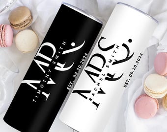 Personalized Wedding Date Tumbler, Bride and Groom Gift, His and Hers Tumbler, Future Mrs. Tumbler, Mr. and Mrs. Gift, Gift for Couples Mug