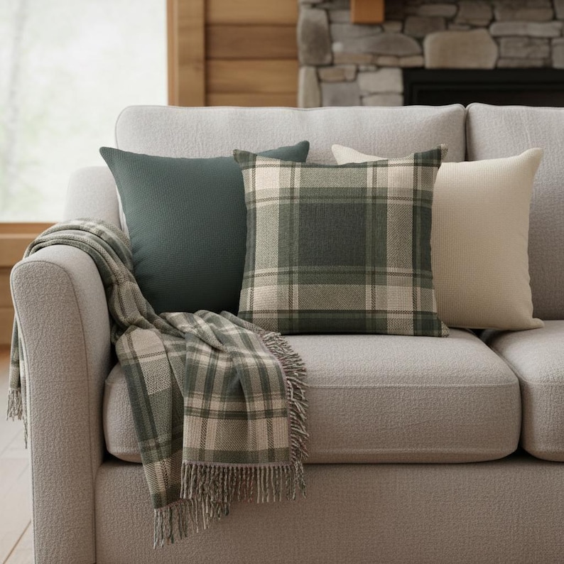 Evergreen Heritage Plaid Woven Cotton Blanket – Made in USA Cabin Throw – Lodge Style Couch or Bed Decor – 3 Sizes image 3
