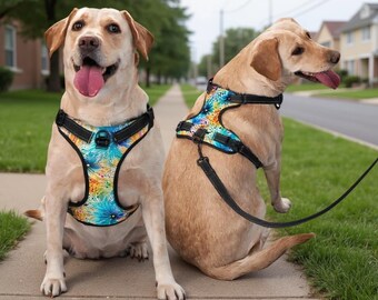 Floral Dog Harness – No Pull, Adjustable, Reflective Pet Vest for Small to Large Dogs – 5 Colorful Flower Pattern Options