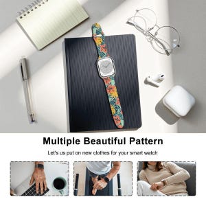 Tropical Floral Watch Band – Silicone Strap Compatible with Apple Watch 38/40/42/44mm Colorful Hibiscus Print Gift for Her image 7