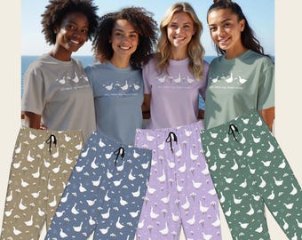 Goose Pajamas or Tee Lounge Wear – Cute Goose Shirt S-4XL, Cozy Pajama Pants S-3XL, Animal Sleepwear, Farmhouse Gift
