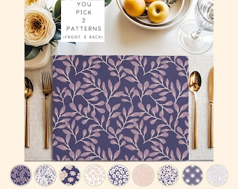 Double Layer Linen Placemats Dappled Delight Floral Harmony Soft Serenade Lavender Fields Petal Pathway Dreamy Dots Peach Fields
