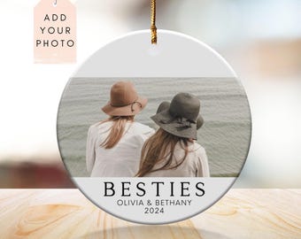 Friendship Ornament: Custom Ceramic Photo Keepsake (Double-Sided)