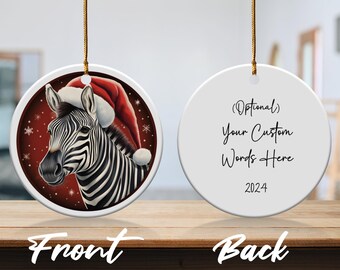 Unique Customizable Zebra Christmas Ornament, Perfect for Holiday Decoration or Gift Giving