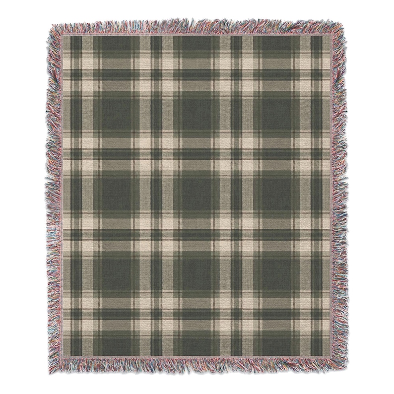 Cozy Plaid Throw Blanket, Checkered Design Woven Blanket, Warm Tartan Blanket, Fringe Edge Blanket, Stylish Home Decor Blanket