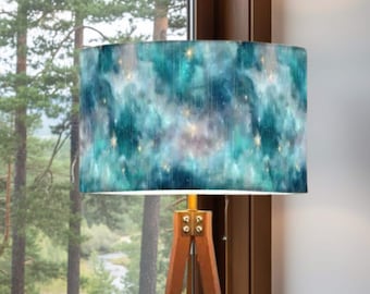 Teal Galaxy Tripod Floor Lamp – Celestial Space Standing Lamp with Remote – Starry Night Nebula Lighting – Made in USA