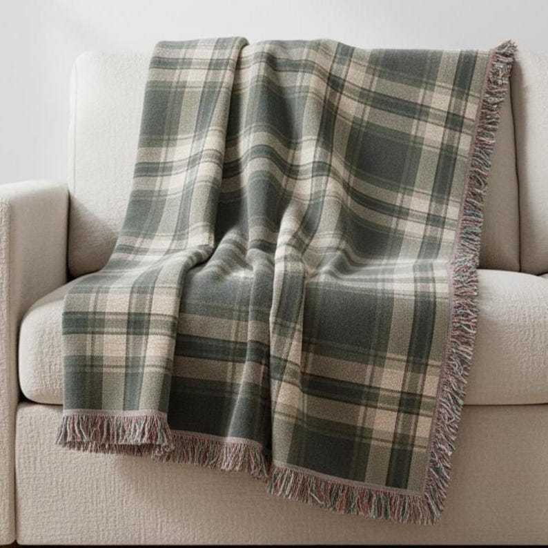 Evergreen Heritage Plaid Woven Cotton Blanket – Made in USA Cabin Throw – Lodge Style Couch or Bed Decor – 3 Sizes image 4