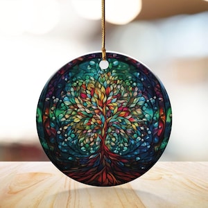 Ceramic Tree Ornament Tree of Life Decoration Personalized Memorial Gift Hanging Ceramic Wall Art Custom Family Keepsake Christmas Ornament