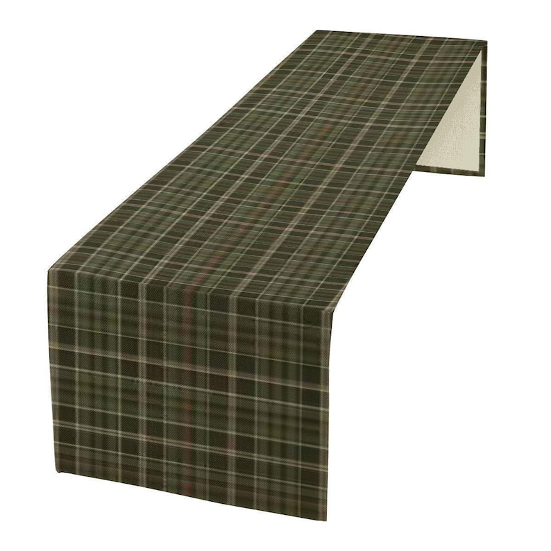 Rustic Green Plaid Table Runner – Farmhouse Checkered Table Decor – 72" x 13" Woven Polyester Runner – Cozy Cabin or Lodge Style Accent image 3
