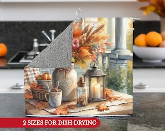 Pumpkin Floral Dish Drying Mat: Autumn Kitchen Decor (Small & Large)