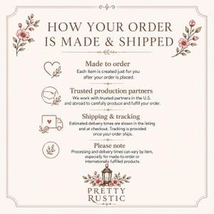 The image is a text-based illustration that provides information about how an order is made and shipped. It includes icons and text to guide the viewer through the process.