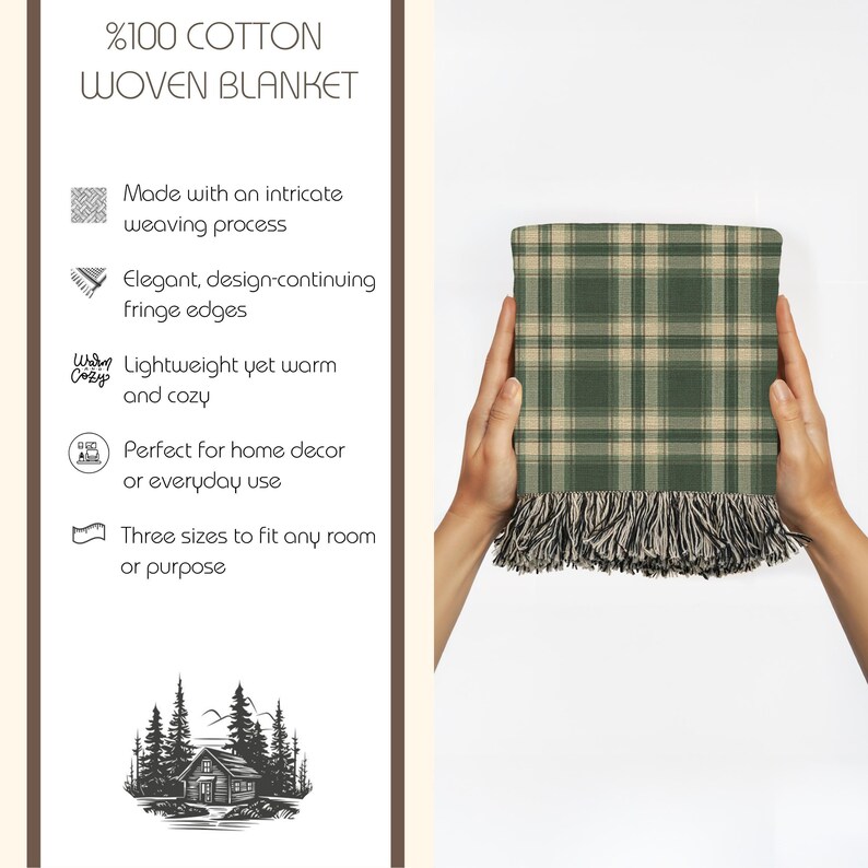 Evergreen Heritage Plaid Woven Cotton Blanket – Made in USA Cabin Throw – Lodge Style Couch or Bed Decor – 3 Sizes image 12