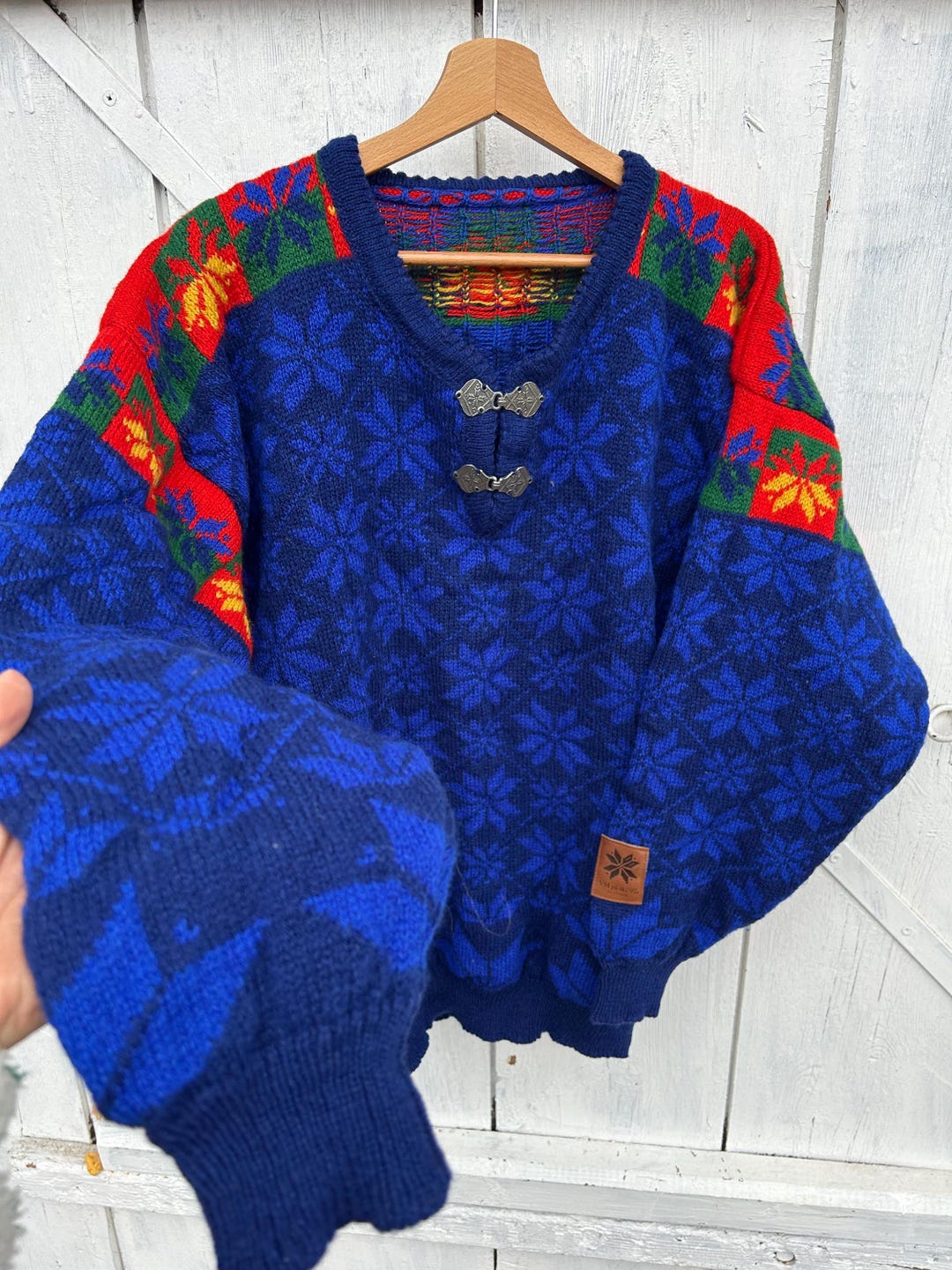 SCANDIA Border Pattern Cotton Knit Sweater Made in USA Men's L size /eaa449480 main image 1