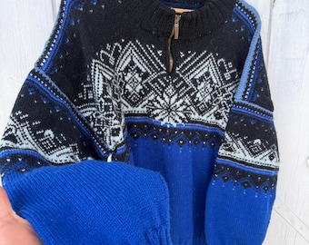 Suéter escandinavo vintage de lana tipo Dale of Norway, talla L