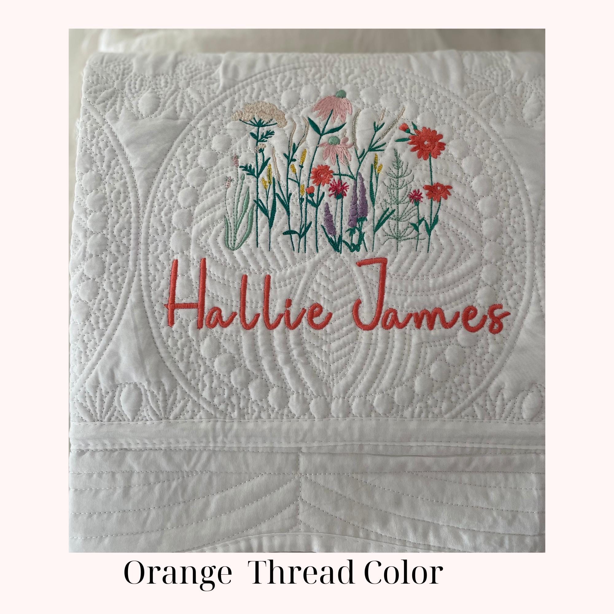 Wildflower Nursery Baby Quilt Blanket Heirloom Embroidered Blanket Flowers  Personalized Baby Blanket Baby Shower Gift  Pregnant Mom Gift
