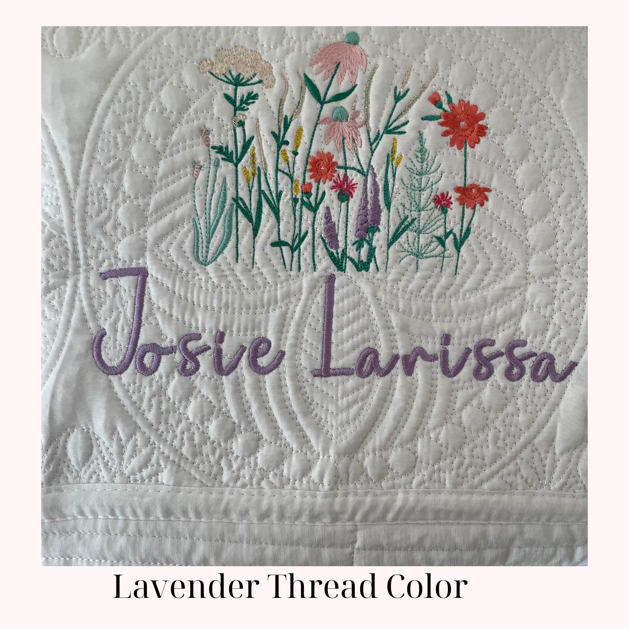 Wildflower Nursery Baby Quilt Blanket Heirloom Embroidered Blanket Flowers  Personalized Baby Blanket Baby Shower Gift  Pregnant Mom Gift