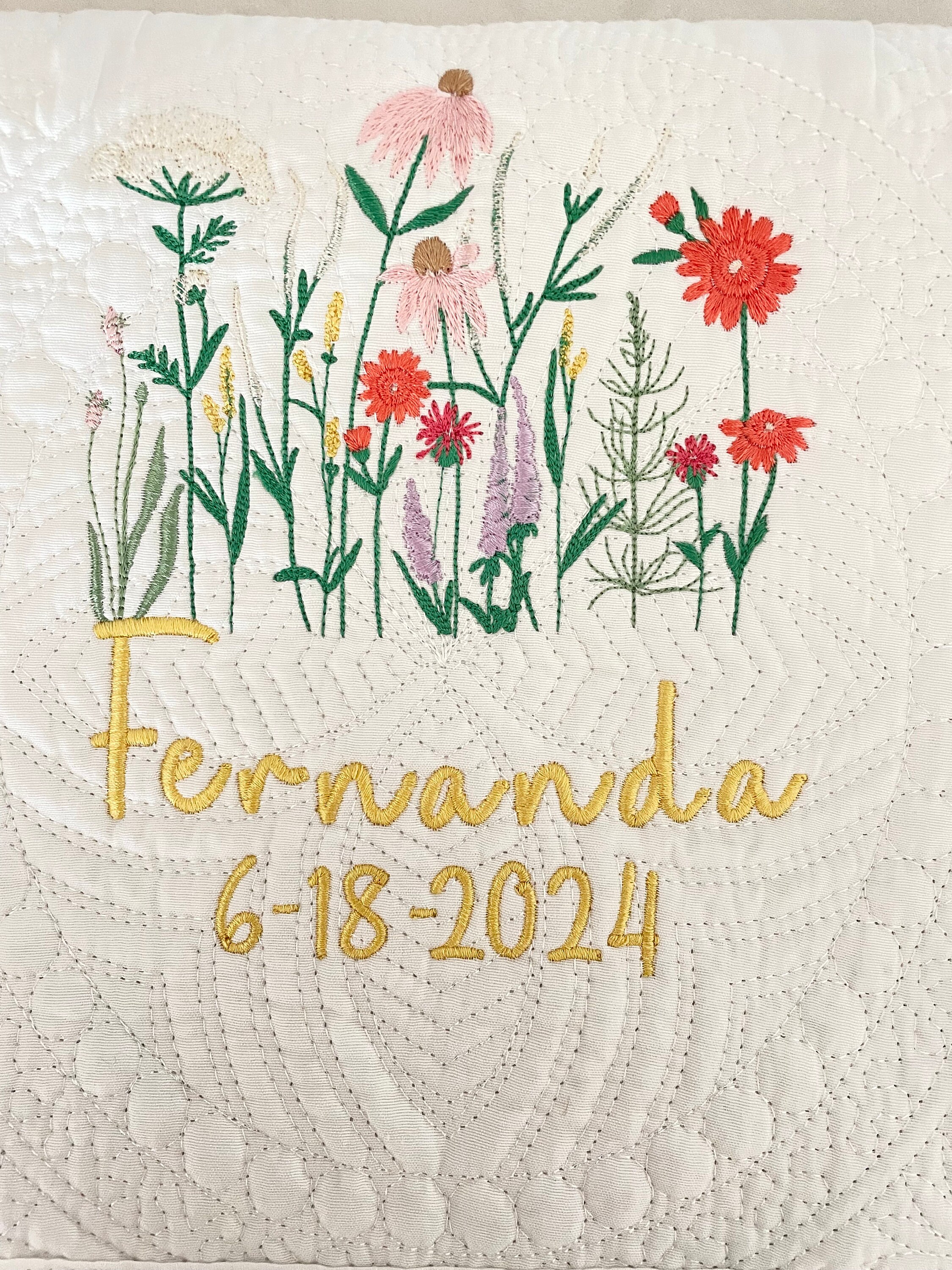 Wildflower Nursery Baby Quilt Blanket Heirloom Embroidered Blanket Flowers  Personalized Baby Blanket Baby Shower Gift  Pregnant Mom Gift