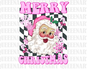 Merry Christmas Santa svg png, Retro Santa Claus svg, Groovy Christmas svg, Trendy Santa png