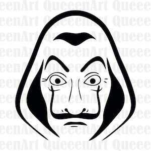 Salvador Dali svg, Dali poster svg, La casa de papel, Berlijn, Denver, Oslo, Tokyo, Money Heist vector voor Cricut Silhouette
