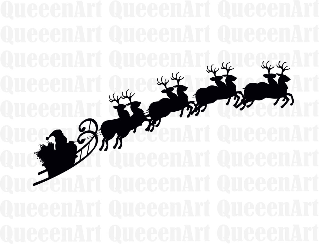 Santa's Sleigh SVG, Christmas SVG, Santa Claus SVG, Reindeer Clipart ...