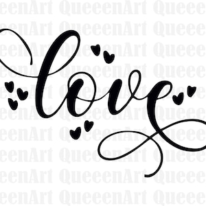 Hou van SVG | Liefde, Bruiloft SVG Cut Files | Valentijnsdag SVG's | Handgeschreven cursieve tekst | Digitale DOWNLOAD