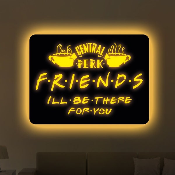 Amici serie film LED insegna al neon, file digitali, decorazione d'arte da parete, vettore, decorazione domestica Central Perk, taglio CNC, Dxf, Svg, Ai, Cdr