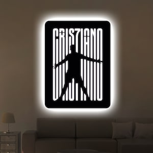 CR7 LED Neon Sign, Soccer Digital Files, Game Wall Art Decor, Football Vector, Home Decoration, CNC Cutting, Dxf, Svg, Ai, Cdr