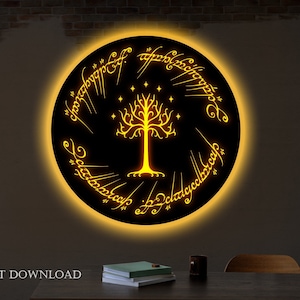 LOTR Gondor LED-neonbord, digitale bestanden, CNC-snijden, Wall Art Decor, Vector, huisdecoratie, Dxf, Svg, Ai, Cdr-bestanden