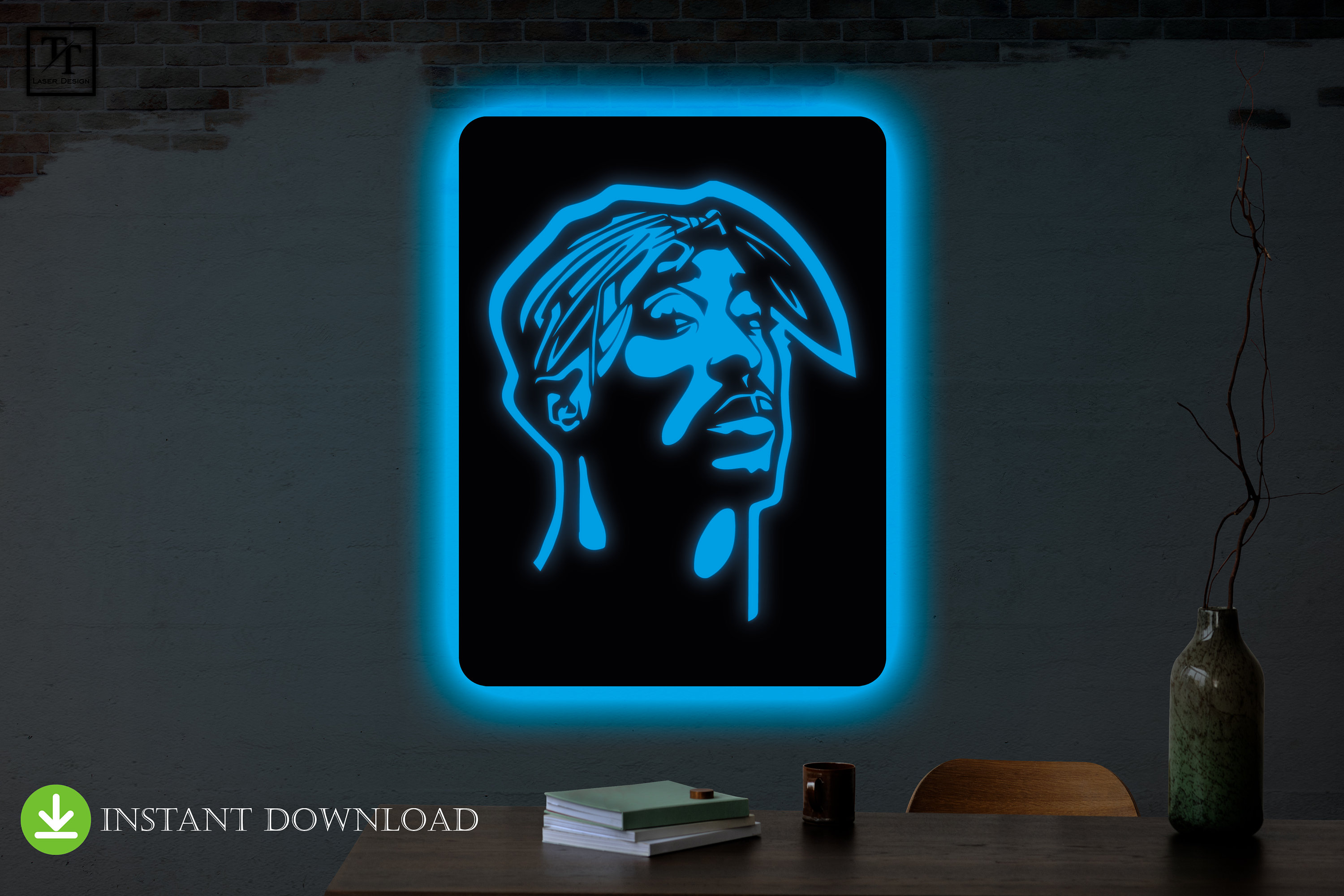 Rap Led Sign Tupac 2pac Laser Cut File, Hip Hop LED Sign Svg Dxf Cnc, Music Wall Art ...