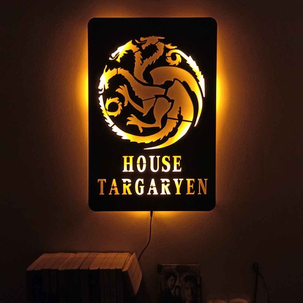 Dragon LED Neon Sign, Targaryen Digital Svg Files, Wall Art Decor ...