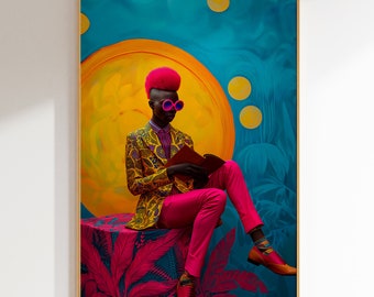 Impression d'art de la diaspora africaine : portrait coloré (téléchargement numérique)