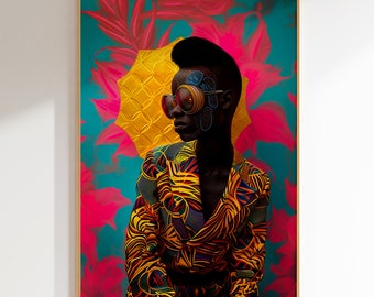 African Portrait Art: Abstract Colorful Print (Digital Download)
