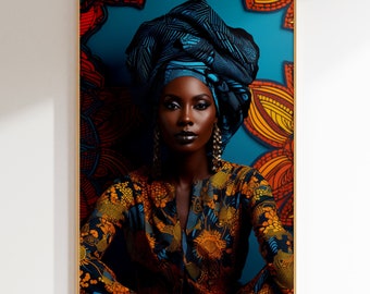 African Woman Portrait Art: Colorful Wall Decor (Digital Download)