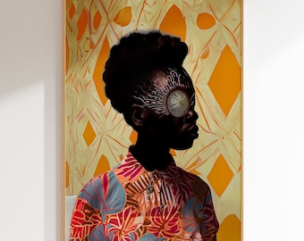 African Woman Portrait Art Print: Modern Wall Decor (Digital Download)