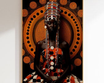 African Woman Portrait Art Print: Bold Colors (Digital Download)